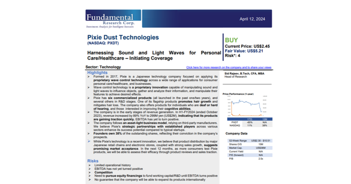 Commencement of analyst coverage of ADR